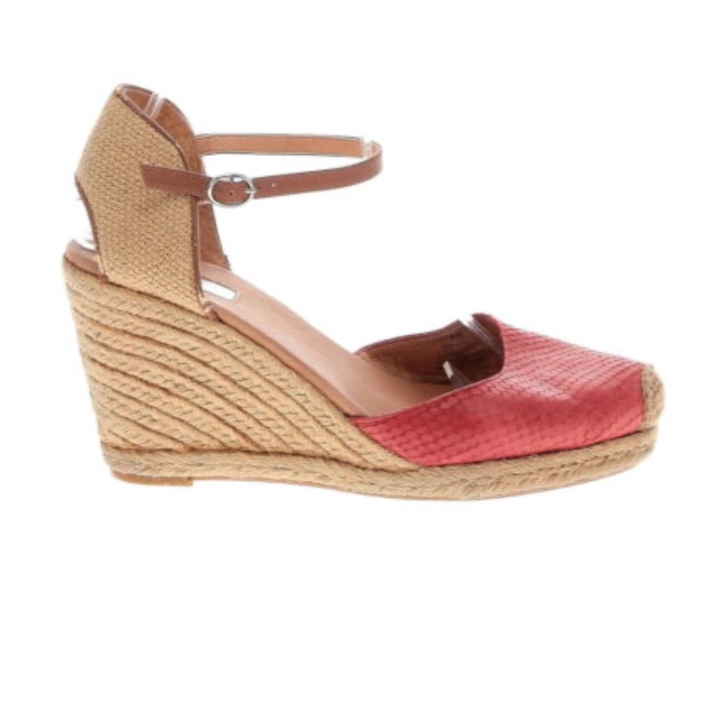 Halogen Red and Tan Espadrille Wedge Sandals